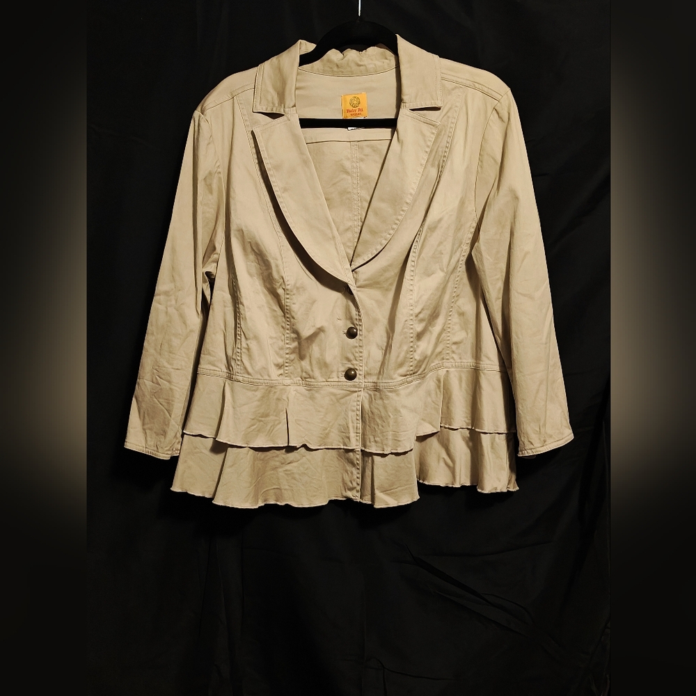 Ruby Rd. Woman Peplum Beige Blazer Size 18W